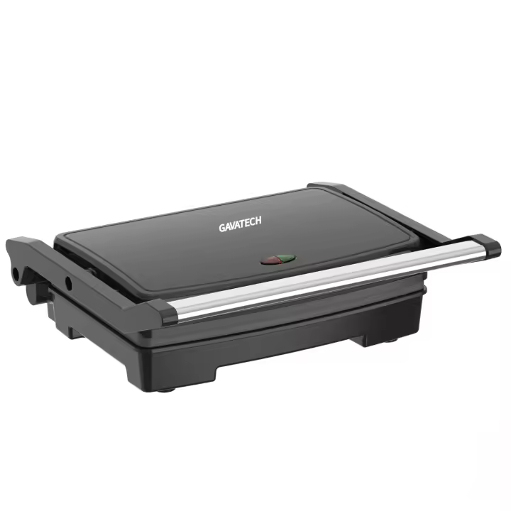 GAVATECH Parrilla Eléctrica y Sandwichera 1500W, Apertura 90º y 180º, Control de Temperatura Ajustable, Placas Antiadherentes 26x16.5 cm, Diseño Slim Negro. - 1