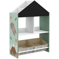 ZONEKIZ Estantería para Juguetes Organizador Infantil con Estantes Abiertos y 2 Cajas de Tela no Tejida Extraíbles para Sala de Juegos Habitación Guardería 62,4x26,5x90 cm - details 0