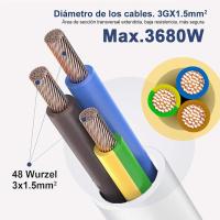 cables alargador para interior y exterior, naranja, flexible y de alta visibilidad, cable de alimentación/jardín,5m/15m/20m/30m // Regleta con 3/4/5/6 Enchufes e Interruptor, 3G x 1.5mm2 de Grosor alta calidad, Cable 1.5/3/5M, MAX 3680W, 16A, 250V - details 5