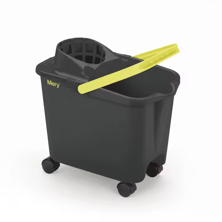 Mery  Cubo para fregona  Cubo con ruedas giratorias  Cubo con escurridor amplio  Resistencia máxima  Gris  Capacidad 14 litros - 1