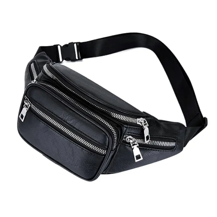 Bolsa de cinturón casual pu cuero Bum bag múltiples bolsos con cremallera Fanny Pack ligero correa ajustable bolsa - 1