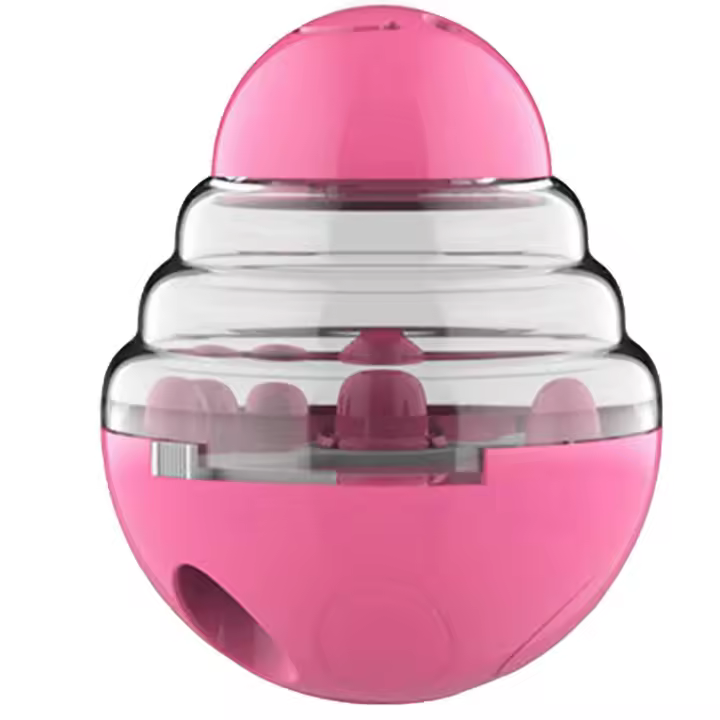 Bola dispensadora de comida para mascotas, Resesto a las mordedduras, Diseño interactive que evita que se Vena, Juguete de rompecabezas, Bola de Alimentación slow para Perros, color Rojo - 1
