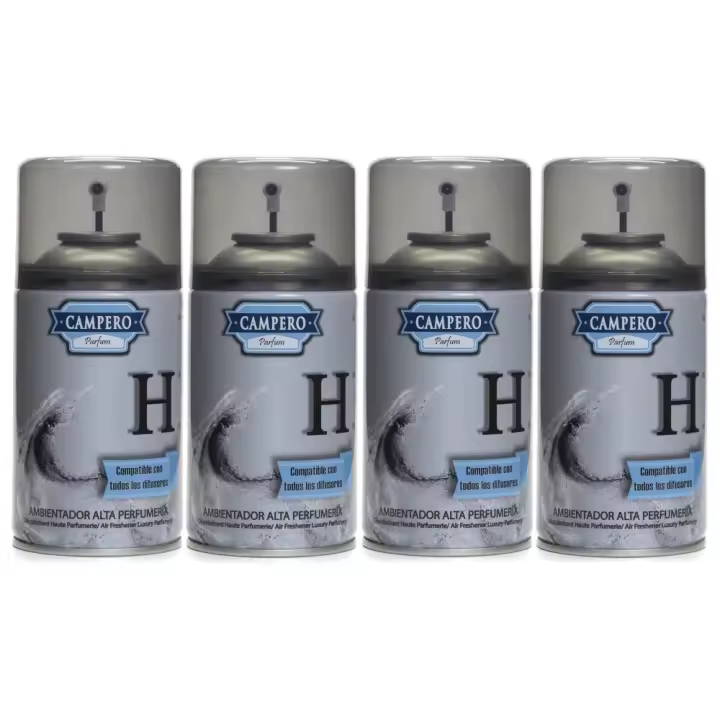CAMPERO Tronic Parfum, Ambientador H En Aerosol 250ml, Pack 4 Recambios, Dosificador Automático, Apto Para Todos Los Difusores Del Mercado, Aroma Intenso y Duradero - 1