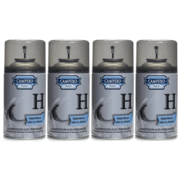 CAMPERO Tronic Parfum, Ambientador H En Aerosol 250ml, Pack 4 Recambios, Dosificador Automático, Apto Para Todos Los Difusores Del Mercado, Aroma Intenso y Duradero - 1