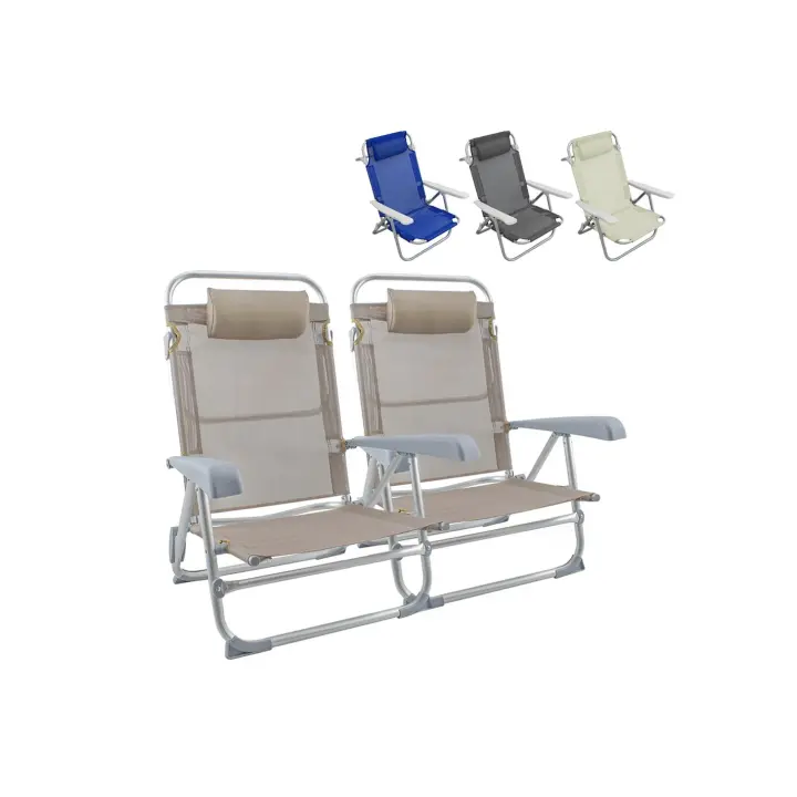 Mediawave tienda 2 PC silla Playa Mar Textilene con aluminio reclinable Cojines - 1