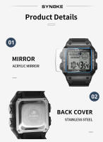 Reloj Digital Militar Para Hombre SYNOKE Exterior Retro Deportivo 5Bar Impermeable Multifuncional Luminoso Con Alarma Y Calendario - details 9