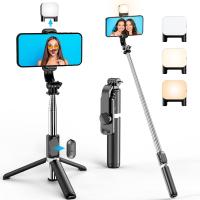 FGNS.Palo Selfie Tripode para Movil, Palo para Selfie y trípode con Luz de Relleno para Smartphone, con Mando a Distancia Bluetooth, Palo para Selfie retráctil y plegable Ajustable de 19.5-100 cm, Soporte Giratorio de 360° para movil. - details 6
