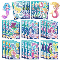 Puzle De Mermaids Princesa 8/16/24 Pcs Pegatinas Lindas Para Niños DIY Juguete Armar Rostro Resistente Al Agua Regalos De Fiesta - details 3