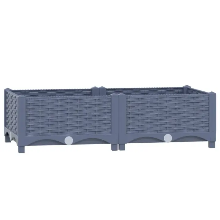 vidaXL Arriate polipropileno 80x40x23 cm Color Gris oscuro,  Marrón,  Negro y mas - 1
