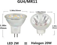 Bombillas LED MR11 de 2 W y 12 V, GU4, blanco cálido 3000 K, equivalente a halógeno de 20 W, MR11 G4/GU4.0 (paquete de 4) - details 0