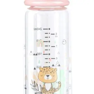 Biberão de vidro 240ml Kikka Boo Savanna Rosa - 1