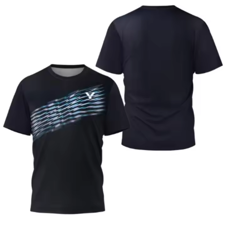 Camiseta De Badminton Para Hombre Con Estampado Rayado De Lujo Corta Secado Rápido Verano Deporte Tenis Casual O-Neck Polyester - 1