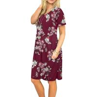 Vestido Casual Para Mujer Con Mangas Cortas Y Bolsillos Pleated Swing De Pierna Larga Estilo Suelto Vestido De Poliéster - details 6