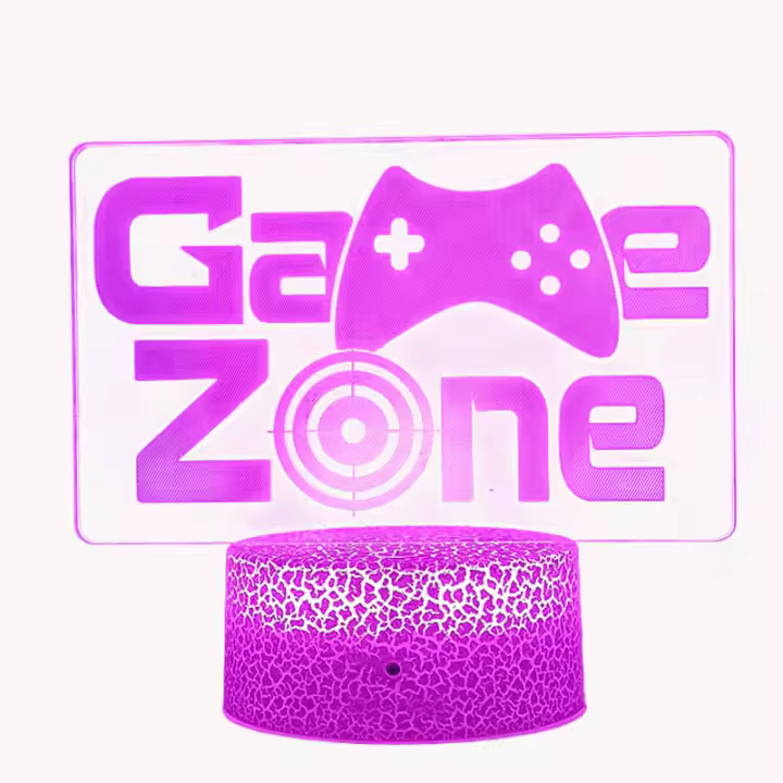 Lámpara Nocturna LED 3D Para Juego Y Dormitorio Decoración De Habitación Con Logo De GameZone Regalo De Cumpleaños Para Niños Luz Sensorial Para Mesa De Juego - 1