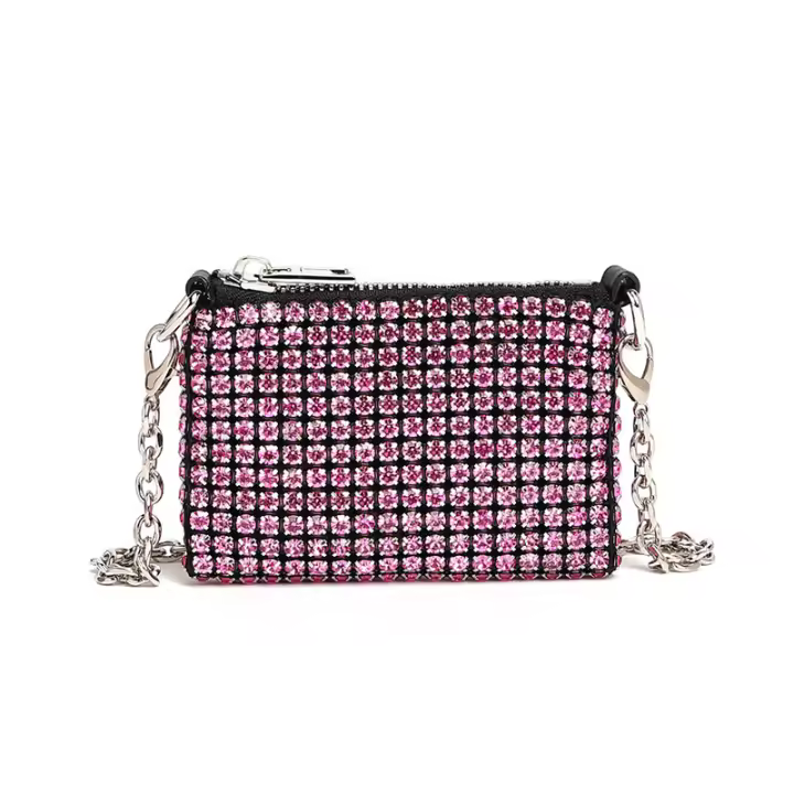 Bolso De Hombro Mini Jiomay Para Mujer Diseñador Lujo 2024 Con Diamantes Y Cadena Bolso De Fiesta Versátil Para Labial - 1