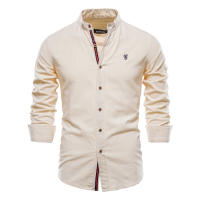Camisa delgada de primavera y verano, camisa de manga larga de color sólido de negocios de moda para hombres de estilo japonés informal de algodón y lino para hombres (talla de EE. UU.) - details 4