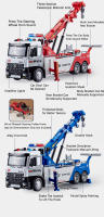 Camión Rescate De Escala 1:18 Con Doble Gancho Juguetes De Metal Abre Puertas Sonido Luz Elevador Wrecker Regalo Para Niños - details 2