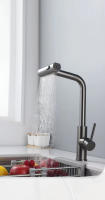 Grifo De Cocina Táctil YCRAYS En Negro Y Niquel Cepillo Sensor 3 Modos Retráctil Mezclador De Agua Caliente Y Fría Para Fregadero - details 4
