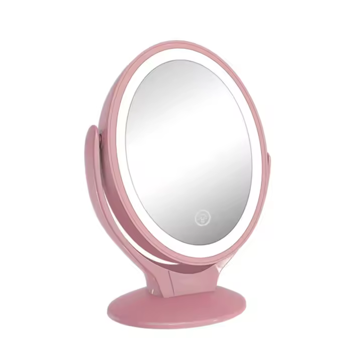 Espejo De Maquillaje Con Luz Doble Cara 1X/7X Magnificador USB Recargable 360° Giratorio Soporte LED Espejo De Cosméticos - 1
