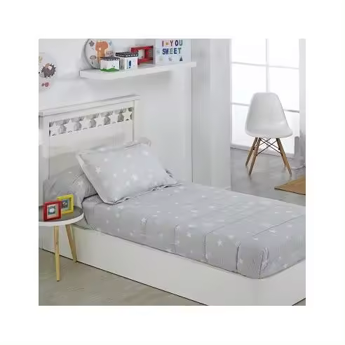 Edredón Ajustable Infantil Cama 90 y Cama 105 Stars Gris Sibiles TC01132 - 1