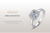 Zenyth 100% Plata de Ley 925 Auténtica anillos simples cuadrados transparentes con dije de circonia cúbica para Mujer joyería FINA minimalist 2021 nuevo estilo Bague - details 0