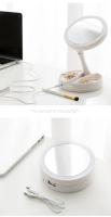 Espejo De Maquillaje Portátil Con Doble Cara LED Y Batería/USB Dual Propósito 10X Magnificación Luz De Maquillaje Rechargeable - details 7