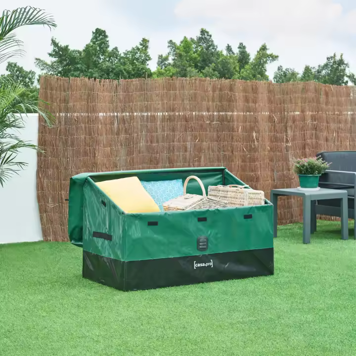 Caja de almacenamiento para exteriores Alanno de 387 L - Verde/Negro [casa.pro] - 1