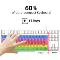 Teclado De Juego HXSJ 60% Con Cable Transparente RGB Backlit Ultra-Compacto Impermeable 61 Teclas Para PC/Mac - details 6