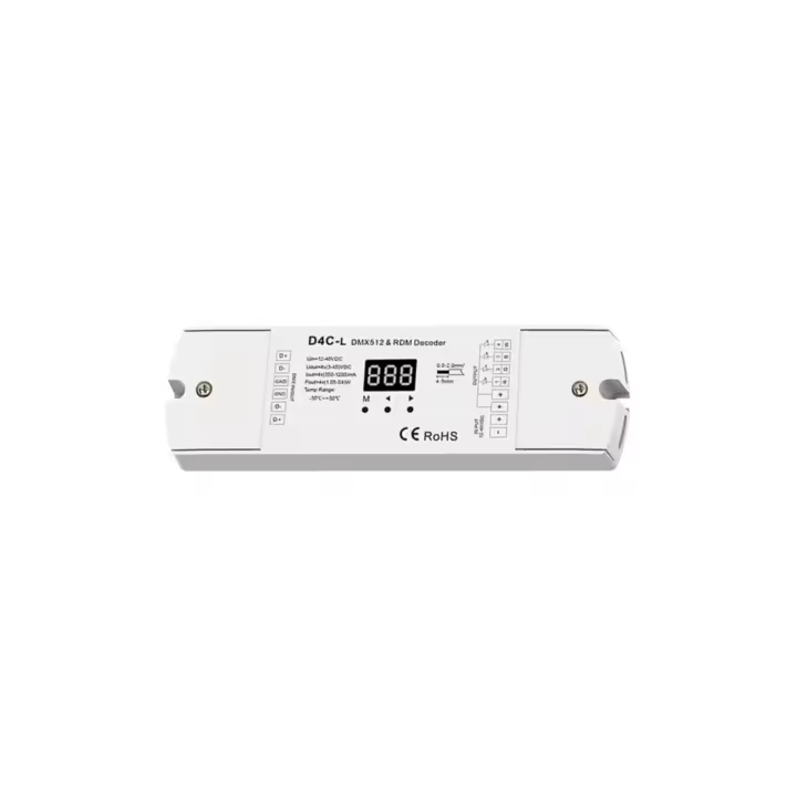 Ledkia Decodificador DMX512 & RDM de 12-48V DC 350-1200mA 4 Canales RGB/RGBW - 1