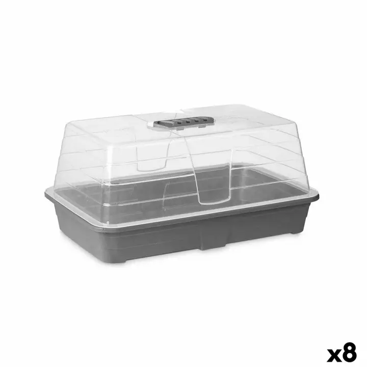 Invernadero Ibergarden FYT2058102 Gris Transparente Plástico 38,4 x 17,5 x 24,7 cm (8 Unidades) - 1