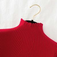 Suéter De Mujer Con Volantes Y Cuello Bajo Largo Manga Larga Tejido Básico Solido Rayado Para Otoño Invierno Top Casual - details 17