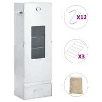 vidaXL Horno ahumador astillas madera con ventana acero galvanizado + 1 kg de virutas de madera Dimensiones 44.5 x 29 x 83 cm, 44.5 x 29 x 110 cm, 44.5 x 29 x 124 cm - details 2