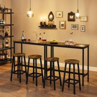 Conjunto de mesa y sillas de bar para cocina, mesa con 2 taburetes de bar, elegante marco de acero industrial - details 4