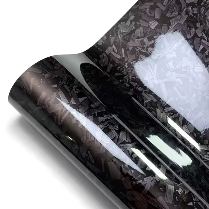 Pegatina De Fibra De Carbono Forjada En Vinilo Azul Para Empaque De Coche Tecnología De Agujeros De Aire Accesorios De Coche Resistentes Al Scratch - 1