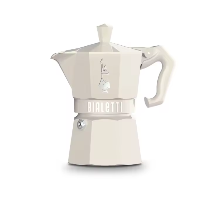 CAFETERA ITALIANA BIALETTI EDICION LIMITADA MOKKA EN COLOR CREMA - CAFETERA ITALIANA 3 TAZAS - CAFETERA ITALIZANA PEQUEÑA - 1