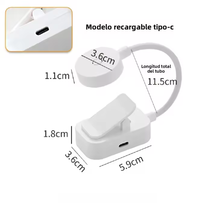 Lámpara De Lectura LED Mini Plegable Con Clip Y Recarga USB Protección Ocular 3 Colores Luz Nocturna Para Mesa Portátil - 1