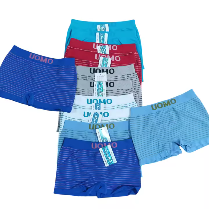 Boxer para niños de licra, sin costuras. 12 unidades! Calzoncillos alta calidad, cómodos, confortables, transpirables, con estampado de rayas horizontales en colores surtidos. Diferentes tallas a elegir: 2/4, 6/8, 10/12 y 14/16. Adaptable. Lavable maquina - 1