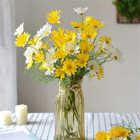 1/3/5Pcs 50cm Girasol Artificial 5Cabezas Flores De Plástico Para Decoración De Boda Novia Hogar Jardín Mesa DIY Sin Embalaje De Venta Al Por Mayor - details 3