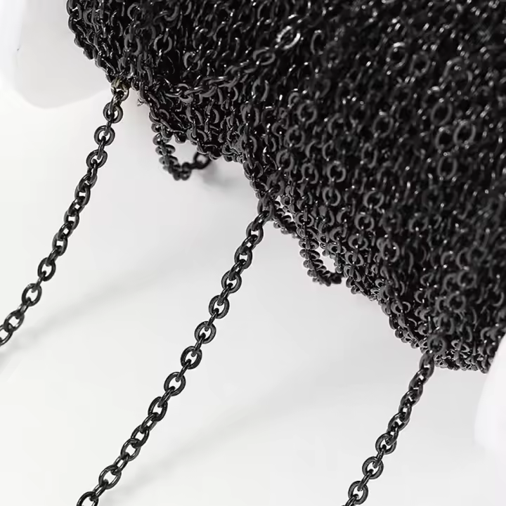 Cadena De Acero Inoxidable Negra 1.5mm O Shaped 2 Metros Para Suministros De Joyería Hacer Joyas DIY Cadena De Collar Cruzada - 1