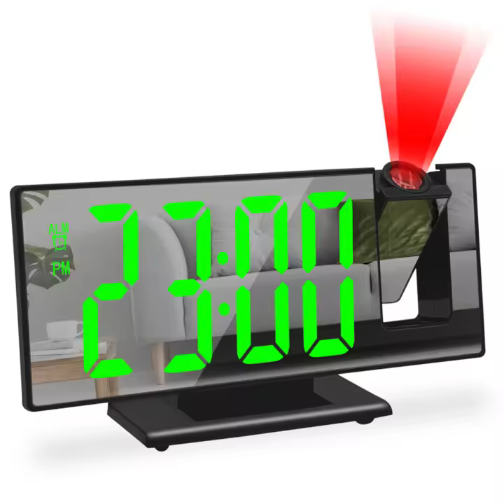 Despertador Digital para Durmientes Pesados con Proyección, Pantalla LED Grande, 12/24H, Puerto de Carga USB, Snooze, Función de Memoria - 1