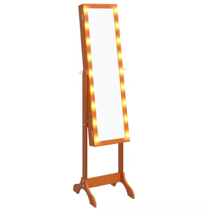 vidaXL Espejo de pie con LED 34x37x146 cm espejo de pie espejo de tocador Color Marrón,  Blanco,  Negro y mas - 1
