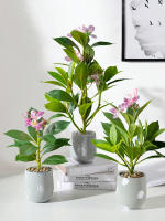 Plantas Artificiales De Azalea 21-40cm Falsas Hojas De Palma Tropicales Ficus Faux Con Flores Para Decoración De Hogar - details 7