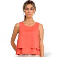 Blusa Color Coral Tiffosi con vuelo en la parte baja y botón en la espalda. - details 0