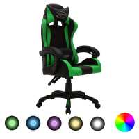 vidaXL Silla gaming con luces LED RGB cuero sintético en color Blanco y negro/Dorado y negro/Rosa y negro y más | cómodas modernas ergonómicas para comedor cocina salón hogar - details 5