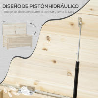 Outsunny Arcón de Jardín Exterior Carga 155L Baúl de Almacenaje Exterior de Madera con Tapa de Metal Galvanizado y Diseño con Listones para Jardín Terraza Balcón 110x50x50 cm Natural - details 1