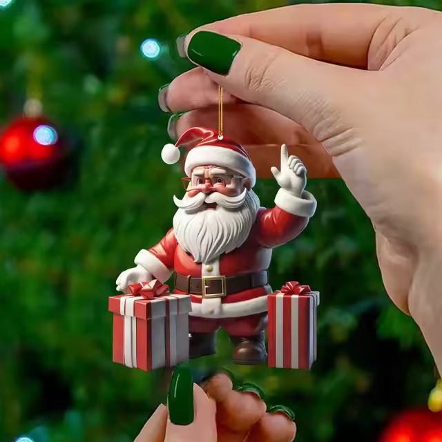 Colgante De Navidad De Santa Claus Y Payaso De Acrílico Rojo Para Decoración De Ventanas Y Coches Regalo De Adornos De Árbol De Navidad - 1