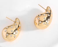 Pendientes Gota Lagrima Dorados Plateado Gota de Agua con diamantes Acero Inoxidable para Mujeres ideal para regalar - details 4