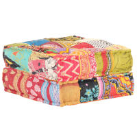 vidaXL Puf patchwork de tela 60x70x36 cm Cojín Decorativo de Asiento Cojines de muebles de salon - details 1