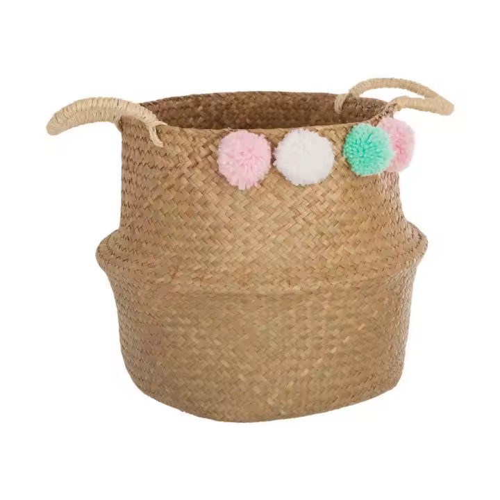 Cesta Multiusos Atmosphera Infantil Mimbre Pompones (34 x 28 x 34 cm) - 1