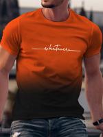 Camiseta De Hombre Veraniega Con Estampado Y Gradiente Cuello Redondo Manga Corta Top Casual Trendy Ropa De Hombre Para Salidas Del Verano - details 7